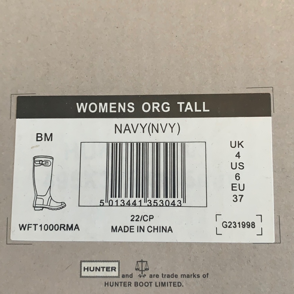 Hunter boots, size 6